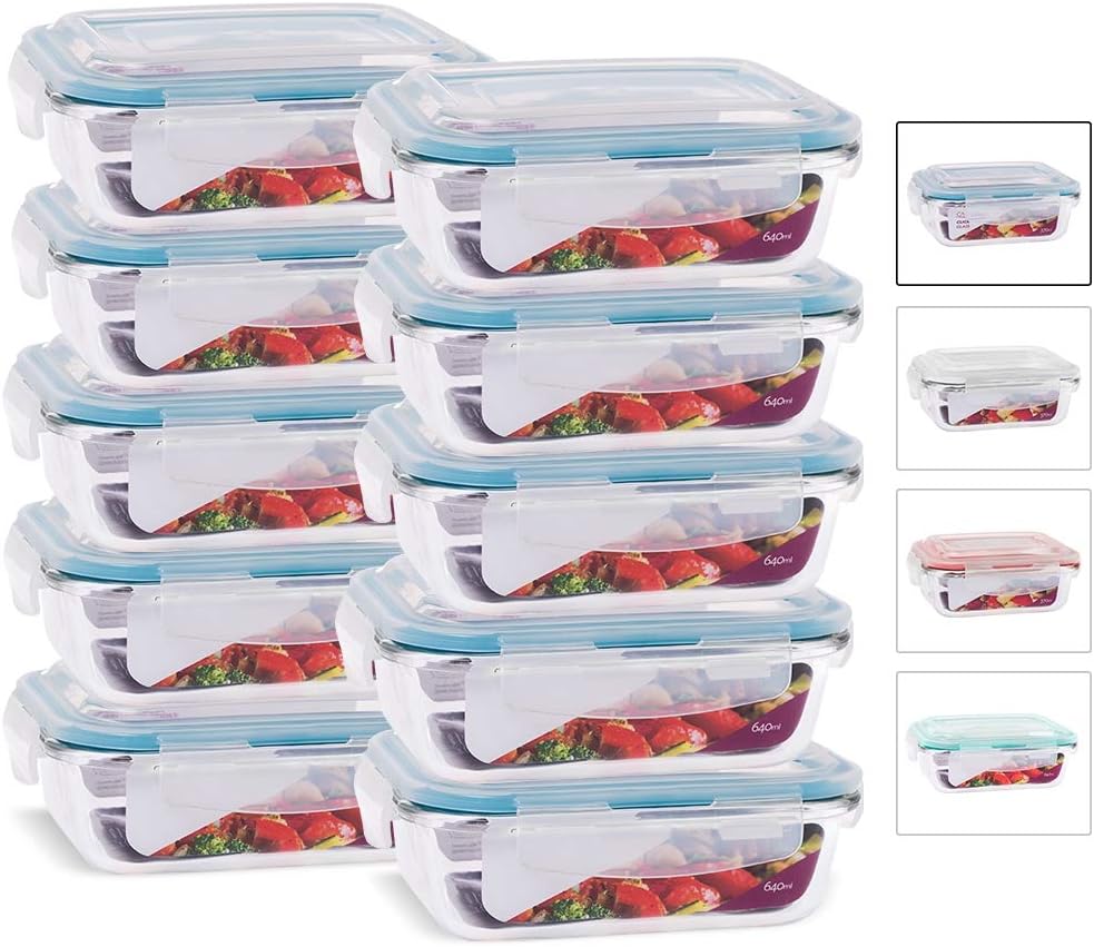 KIT 10 Potes de Vidro Retangular - Melhores Potes Herméticos de 2025 - Organização e Praticidade para Sua Cozinha