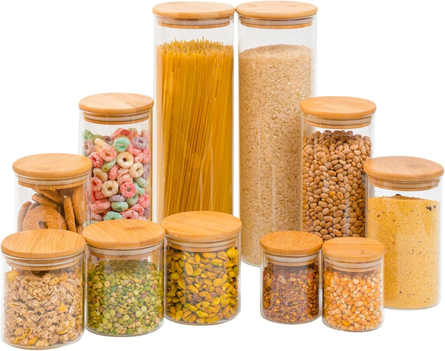Kit 11 Potes de Vidro com Tampa de Bambu Herméticos  - Melhores Potes Herméticos de 2025 