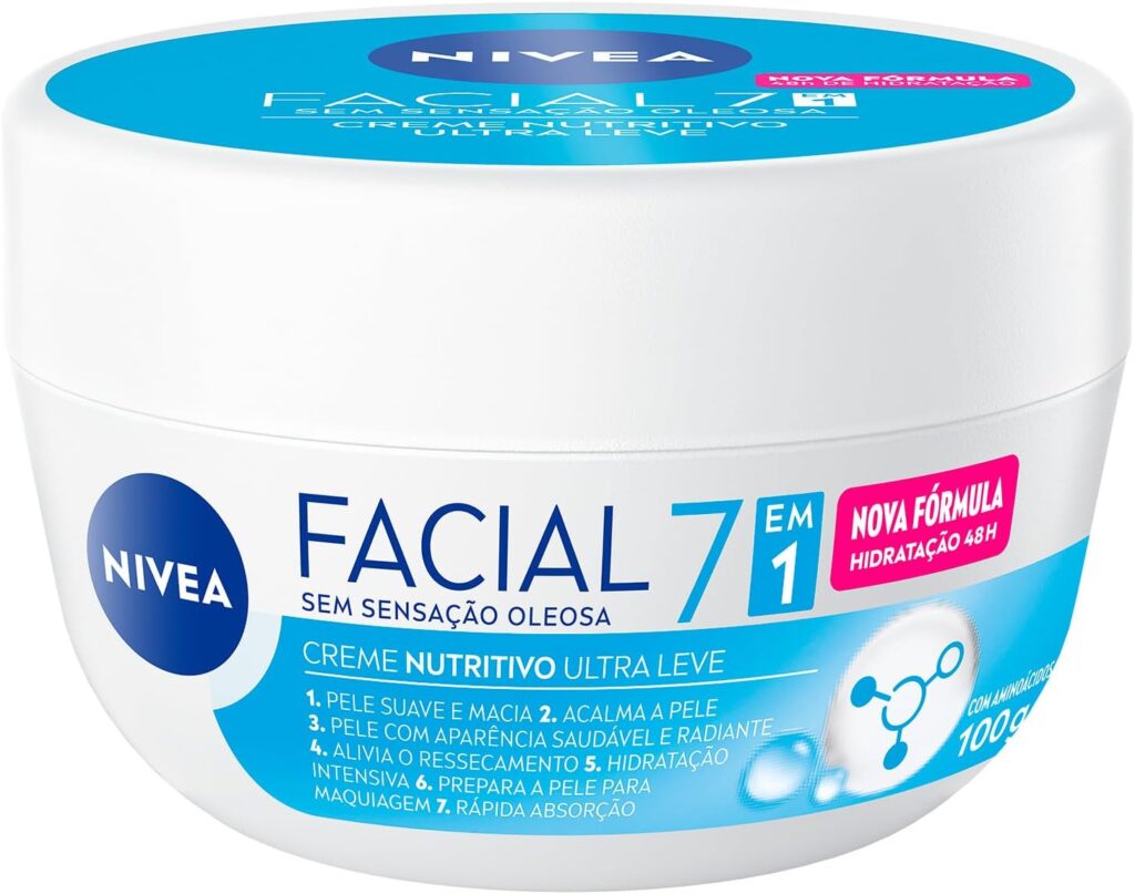 Melhores hidratantes faciais 2025 – Nivea Creme Facial Nutritivo para hidratação profunda e pele macia